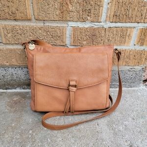 Lucky Brand Cognac Leather Organizer Crossbody